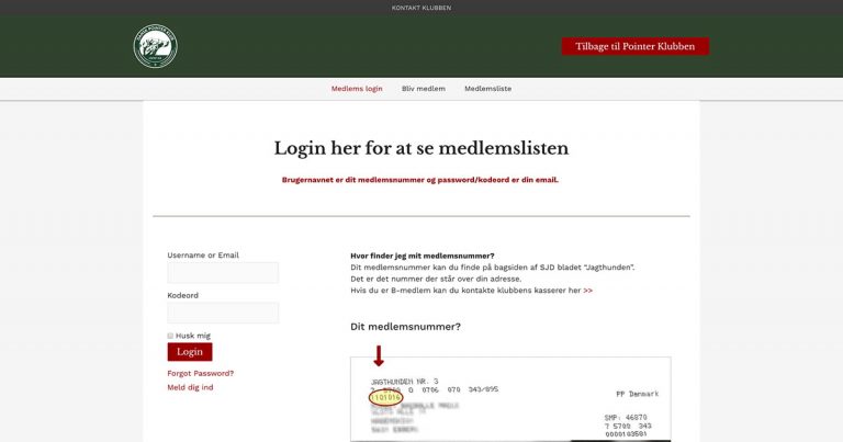 Nyt vedrørende medlems-login