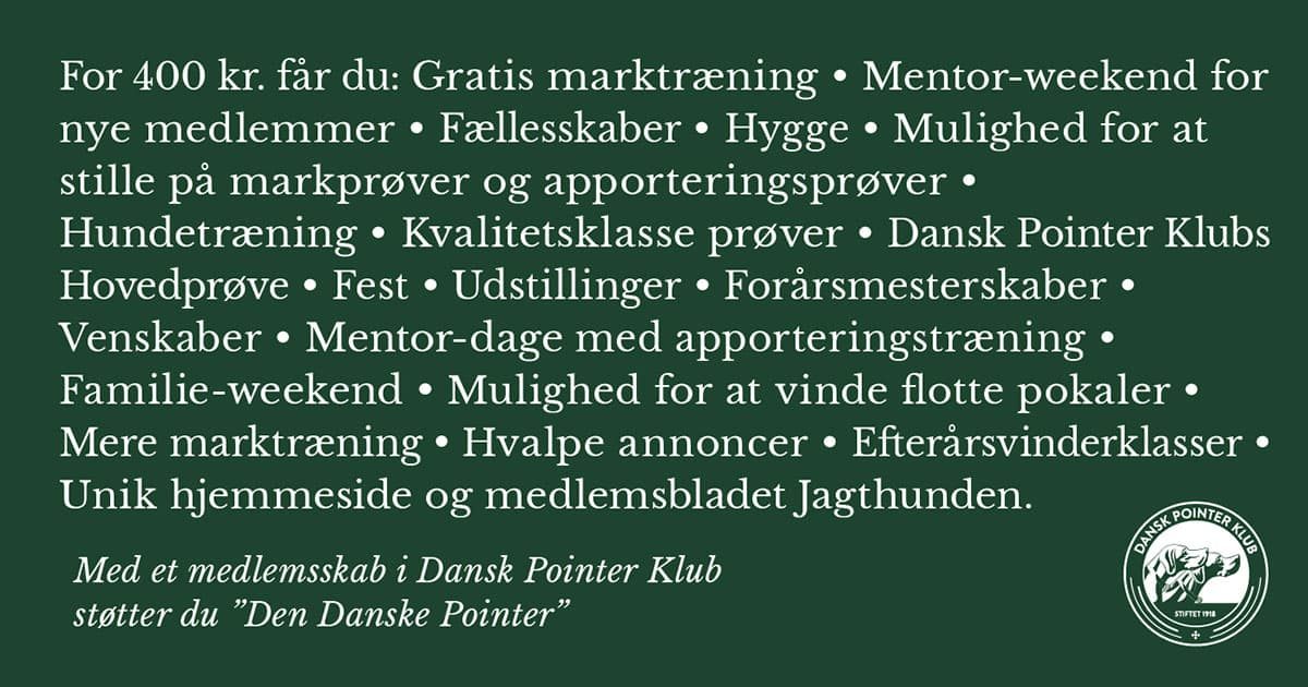 Tid til betaling af dit årskontingent i Dansk Pointer Klub.
